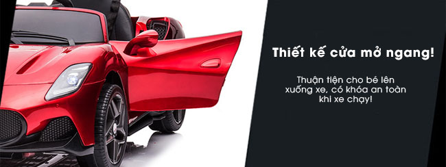 Cửa xe ô tô điện Maserati MC20 được thiết kế mở ngang giúp các bé lên xuống xe dễ dàng