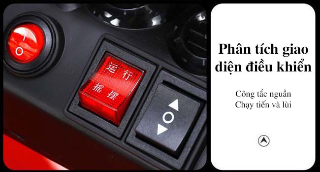 Nút khởi động và vào số tiến lùi đơn giản, giúp bé dễ dàng làm quen và sử dụng